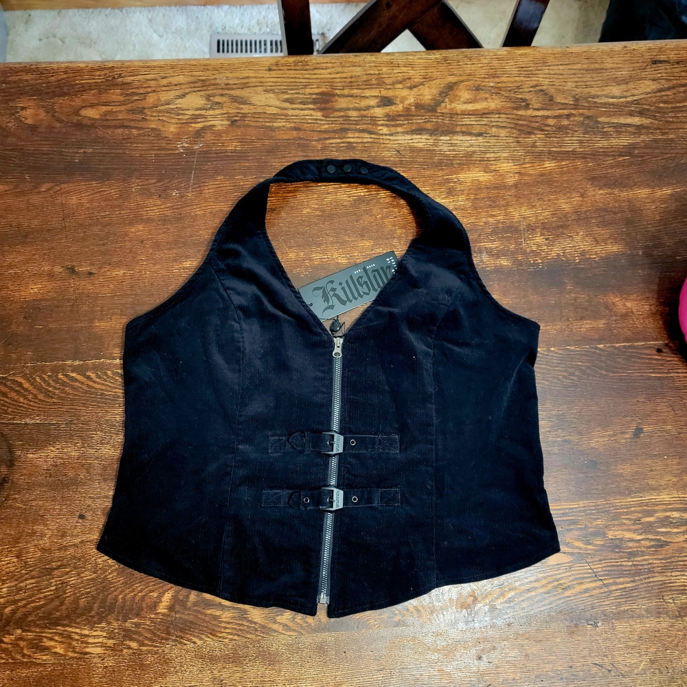 Killstar Daemonia Vest Black Women's Vest with Buckle Detail
